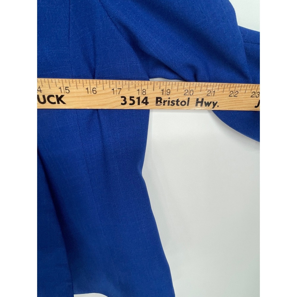 Kasper Womens Blazer 6 Open Front Royal Blue 3/4 Sleeve Cuffed Lined Business - Picture 4 of 10